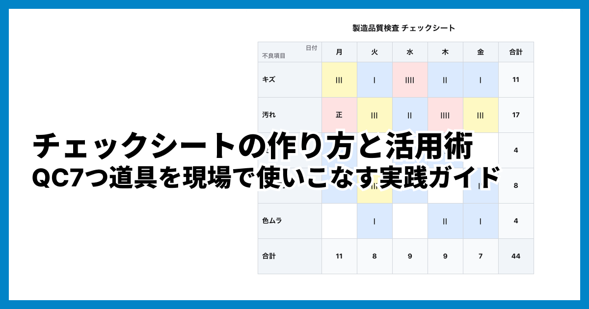 チェックシートの作り方と活用術｜QC7つ道具を現場で使いこなす実践