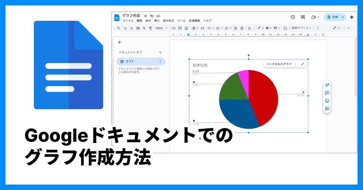 Googleドキュメントで円グラフなど各種グラフを作成する方法