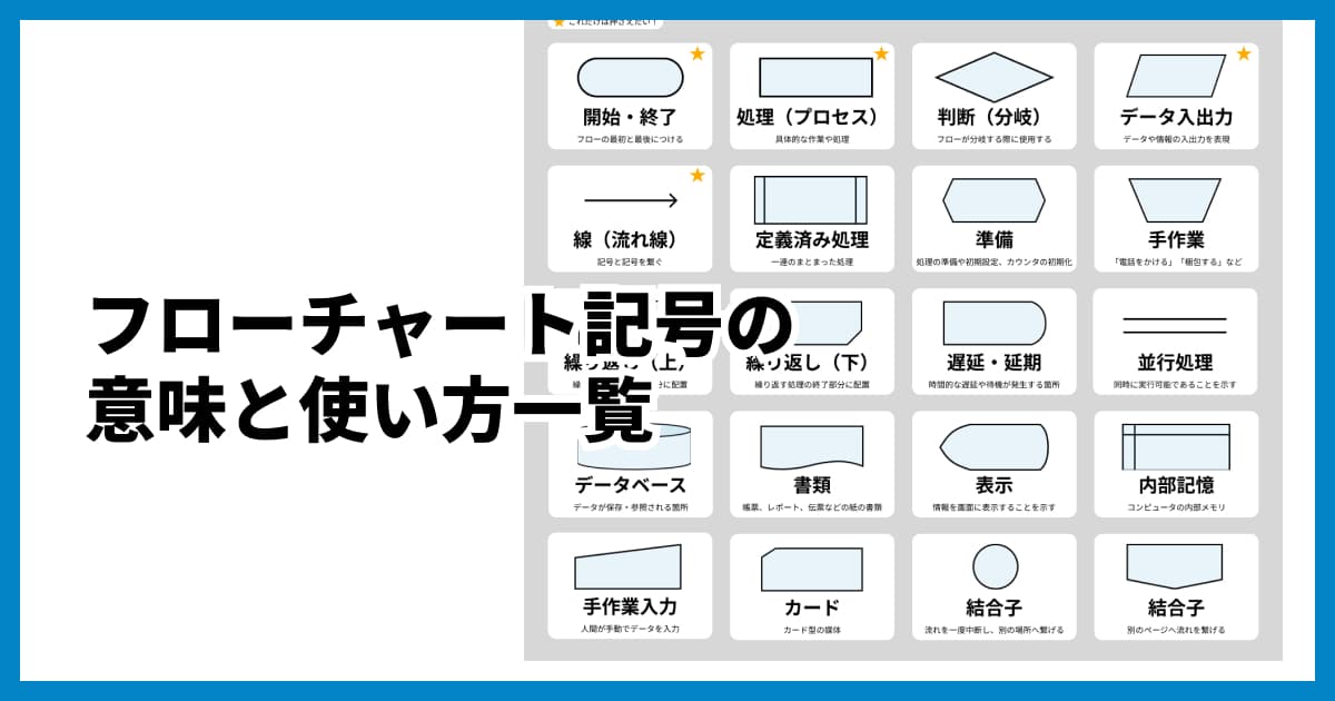 フローチャート記号の意味と使い方一覧 | 基本から応用まで徹底解説