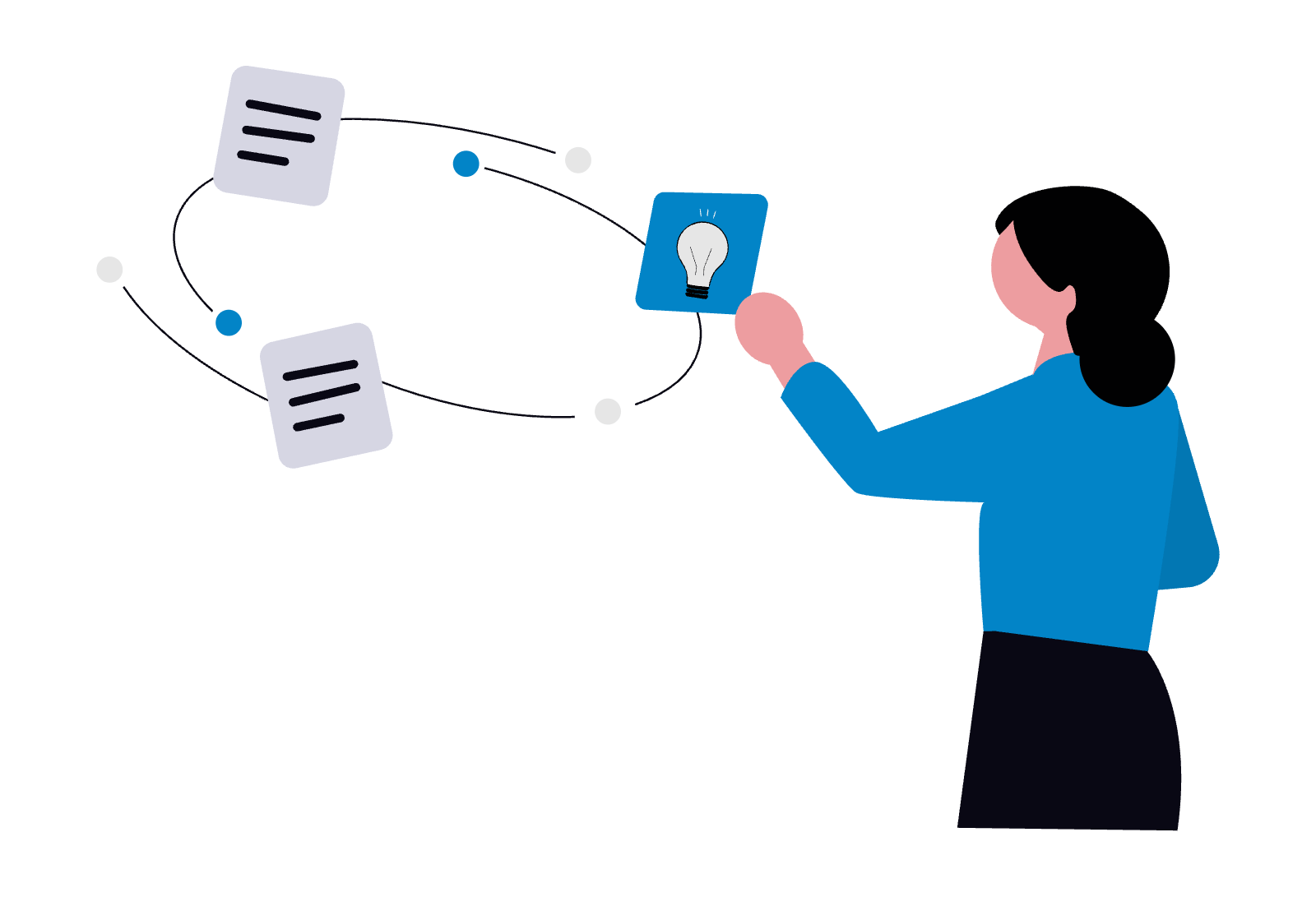 アイデアが発散していて収束していないイメージ