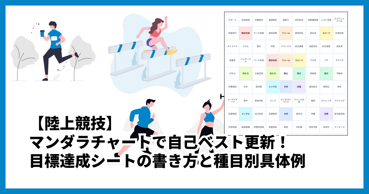 【陸上競技】マンダラチャートで自己ベスト更新！目標達成シートの書き方と種目別具体例