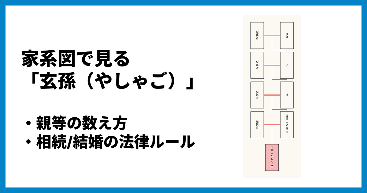 家系図の「玄孫（やしゃご）」はどこ？読み方・親等の数え方と来孫・昆孫への続き方