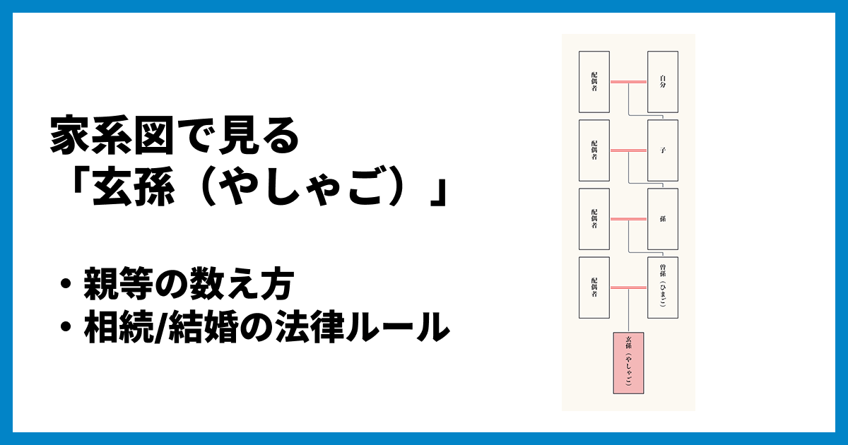 家系図の「玄孫（やしゃご）」はどこ？読み方・親等の数え方と来孫・昆孫への続き方
