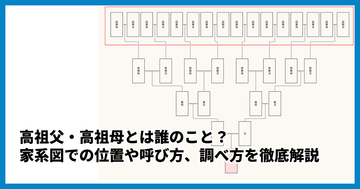 高祖父・高祖母とは誰のこと？家系図での位置や呼び方、調べ方を徹底解説