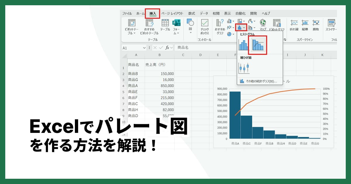 Excel（エクセル）でのパレート図の作り方を完全ガイド！