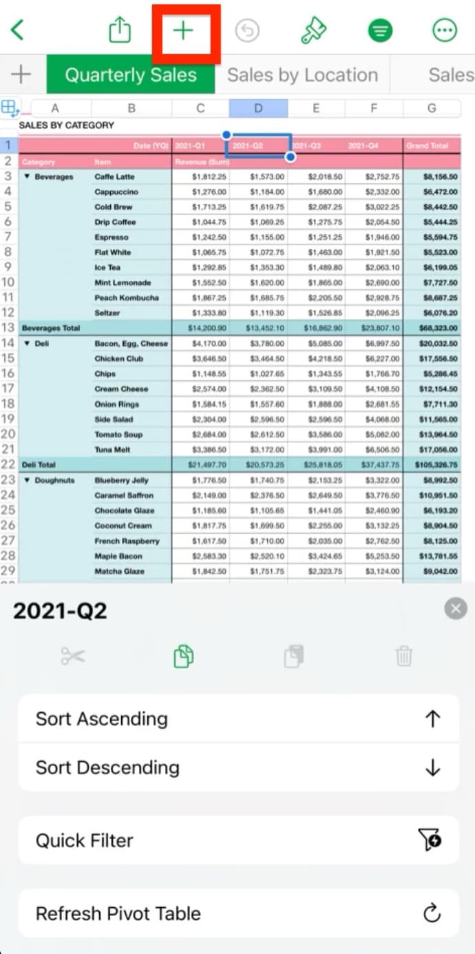 iPhoneやiPad版のNumbersアプリ iPhoneやiPad版のNumbersアプリ